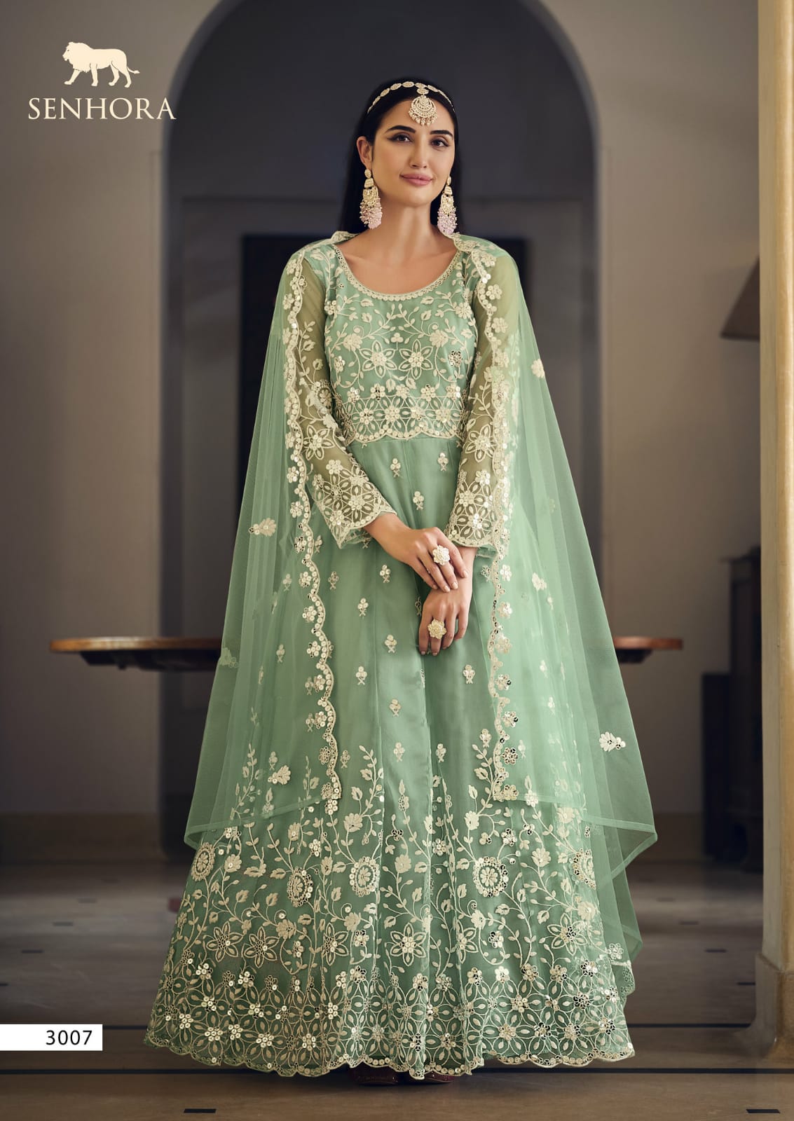 Senhora By Sarika Butterfly Net Gown Dress Material Catalog